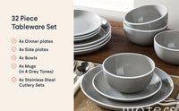 4x Person Halo Stoneware Dinner Set - Various Colours