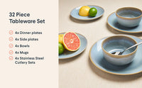 4x Person Reactive Glaze Stoneware Dinner Set (Various Colours)