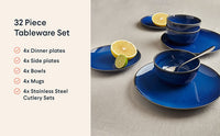 4x Person Reactive Glaze Stoneware Dinner Set (Various Colours)