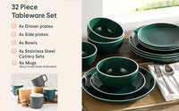 4x Person Halo Stoneware Dinner Set - Various Colours