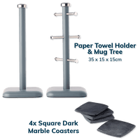 Mug Tree & Paper Towel Holder + Dark Marble Coasters