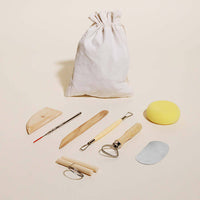 8pc Pottery Tool Set & Set of 3 Paint Brushes