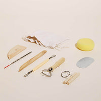 8pc Pottery Tool Set & Set of 3 Paint Brushes