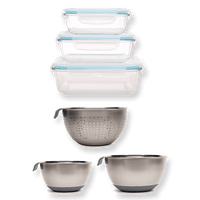 3pc Colander & Mixing Bowl Set & 3pc Glass Storage Set